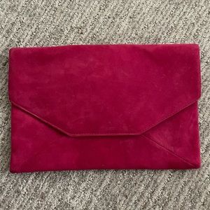 Pink suede Ann Taylor clutch